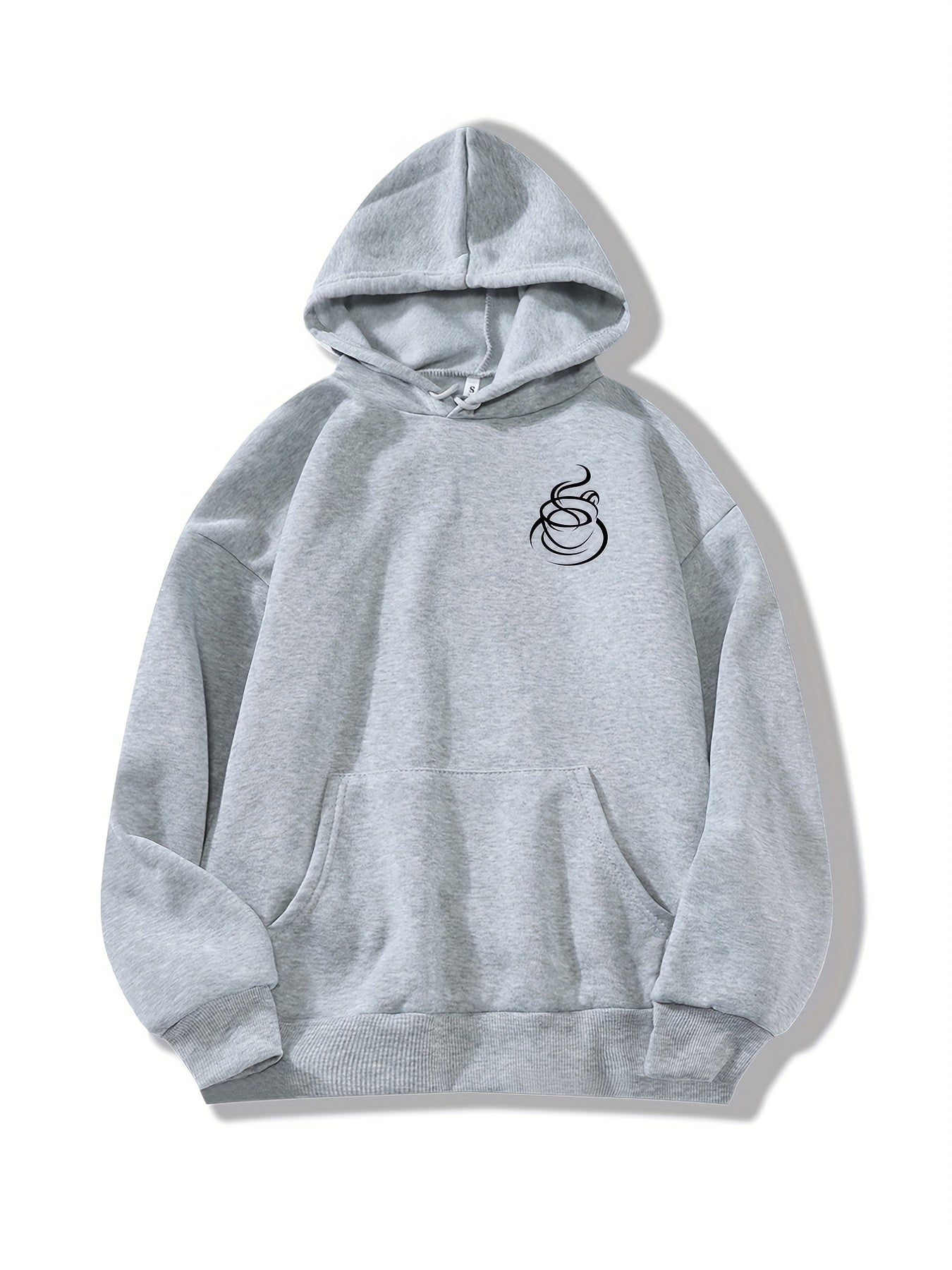 Coffee Print Kangaroo Pocket Hoodie Long Sleeve Hoodies Sweatshirt