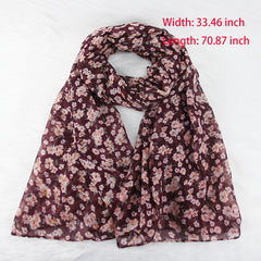 Maroon Floral Print Soft Scarf Shawl Turban Neckwear Beach Hijab