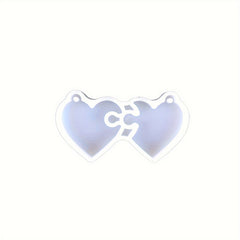 Couple Love Heart Keychain Silicone Mold DIY Heart Puzzle Resin Mold