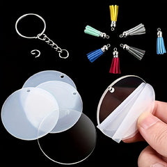 200pcs Acrylic Keychain Pendant with Tassel Decoration Set