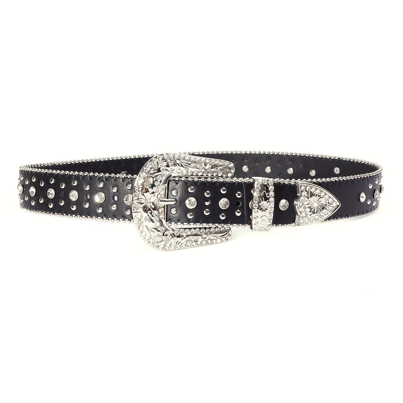 Western Cowboy Cowgirl Belt Rhinestone Rivet Sparkling Hip Hop Belt