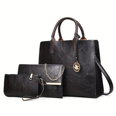 Classic Tote Bag Set for Work & Travel - Solid All Match Satchel