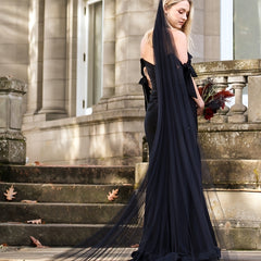 1 Tier Cathedral Wedding Veil with Comb Cut Edge Long Bridal Veil Tulle Plain