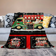 Christmas Car Pattern Soft Flannel Warm Blanket for Sofa & Bed