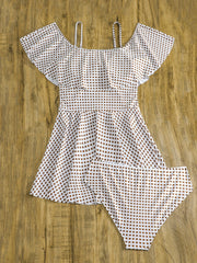 Cold Shoulder Ruffle Tankini Set with Panty Swimsuit