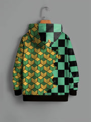 Colorful Cubes Print Kid's Hoodie Pullover Top for Spring Fall Winter