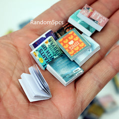 5pcs Mini Dollhouse Flip Magazine Novel Props for Dollhouse Play