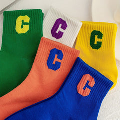5 Pairs Kids Letter C Pattern Soft Socks