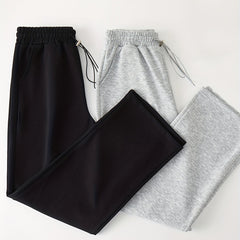 2pcs Straight Leg Sports Jogger Pants Elastic Waist