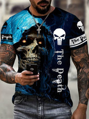 Men's Skull Pattern Shirt Casual Short Sleeve Tee Top