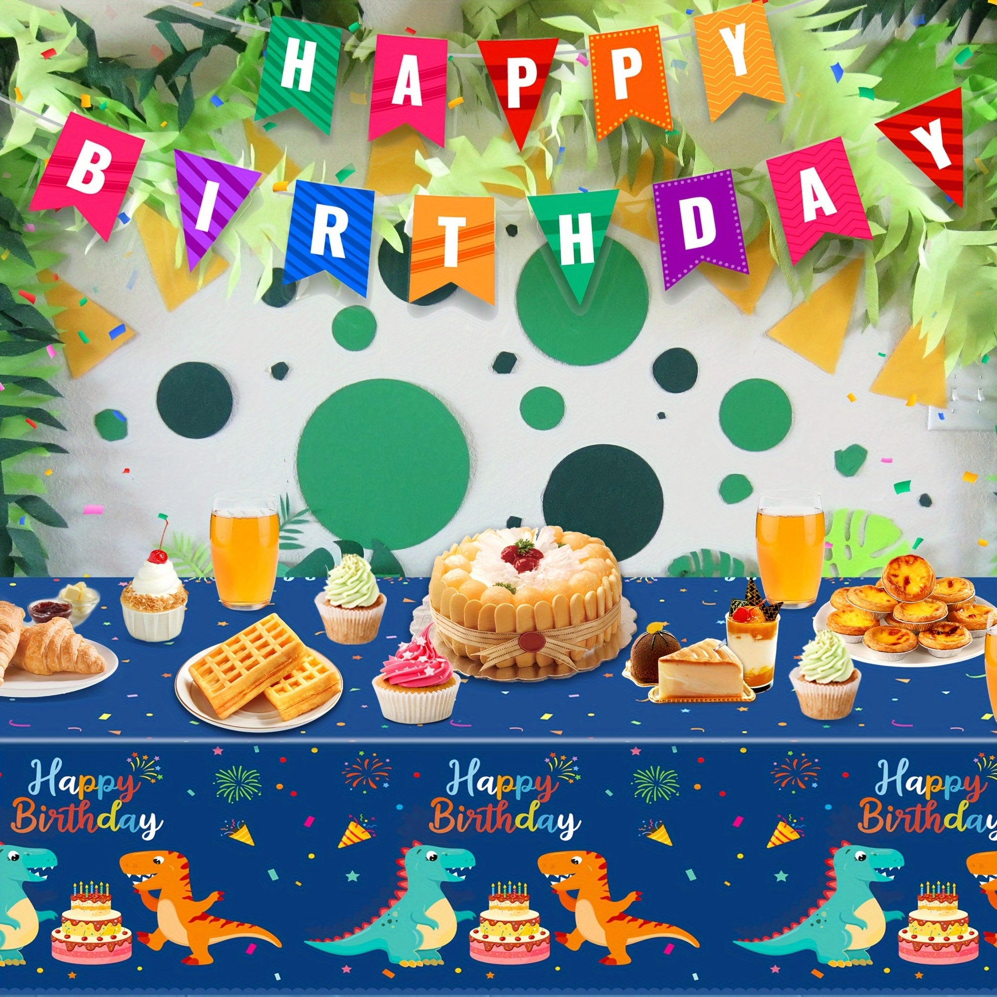 Waterproof Dino Tablecloth 137 X 274 Party Supplies