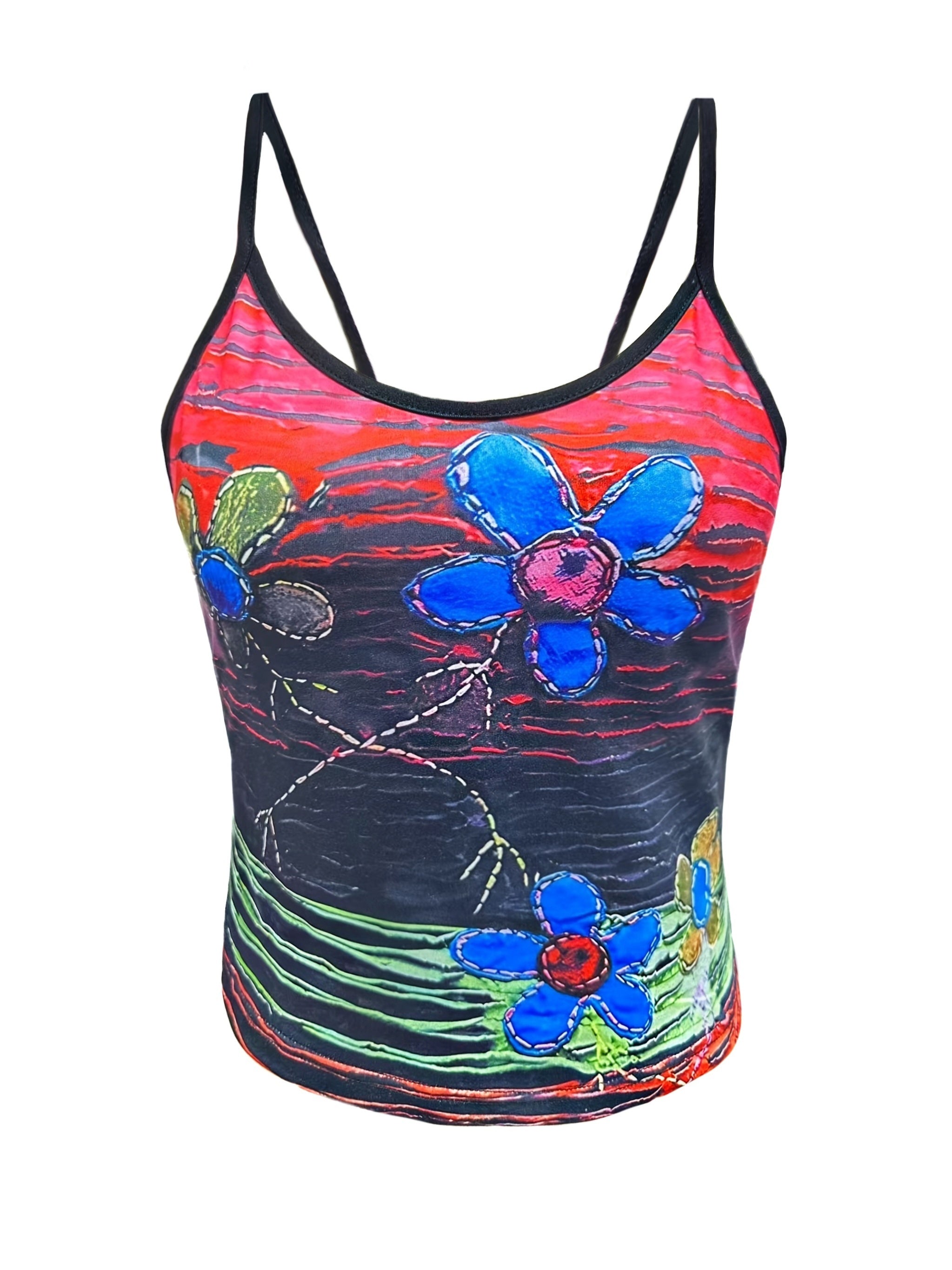 Flower Print Cami Top Sleeveless Summer Top