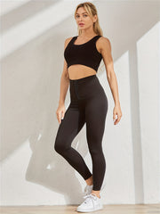 High Waist Skinny Yoga Leggings Stretchy Solid Color