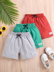 3pcs Smiling & A GOOD Letter Print Boys Comfortable Shorts