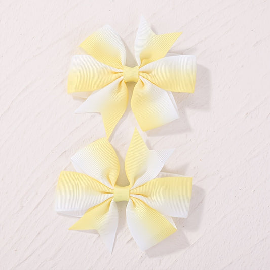 2pcs Plain Bow Hair Clip Ponytail Clip Baby Girls Hair Accessories