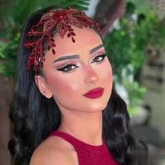 Red Rhinestone Bridal Hair Accessory Wedding & Halloween Party Hairpiece