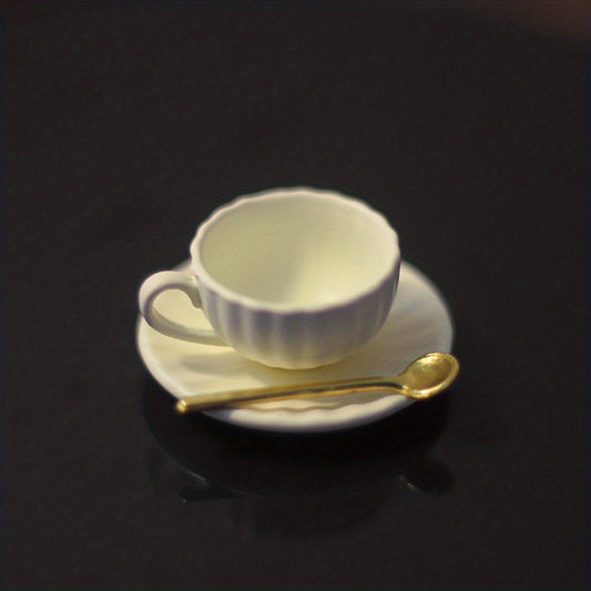 3pcs 1:12 Dollhouse Mini Furniture DIY Access Coffee Cup Saucer Spoon Set