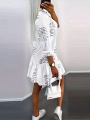 Women's Letter Print Long Sleeve Shirt Dress
