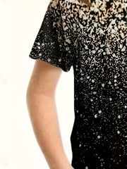 Gradient Sequin Print Short Sleeve T shirt For Girls Sports