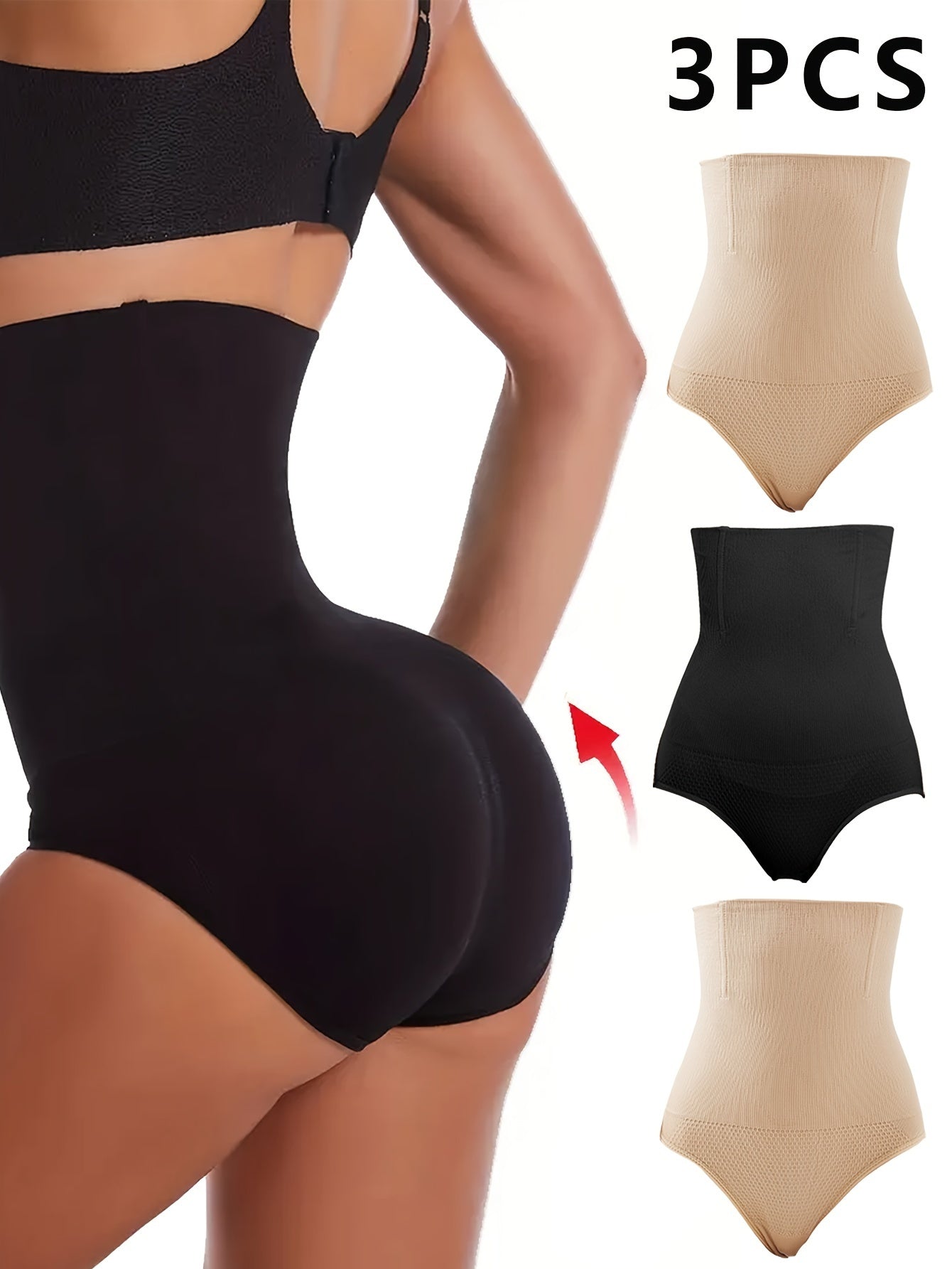 3pcs High Waist Shaping Panties Tummy Control Butt Lifting Slimmer Panties