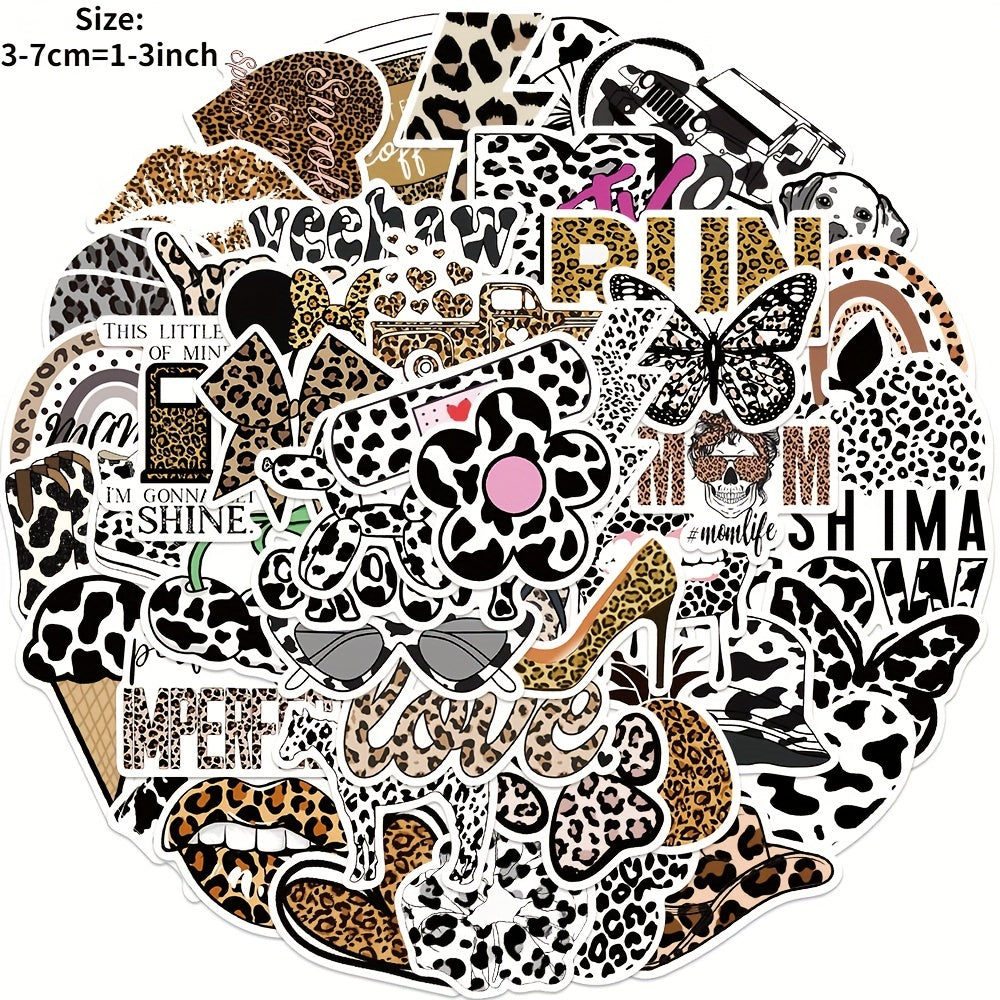 50Pcs Leopard Print Series Graffiti Stickers Waterproof DIY Creative Toy