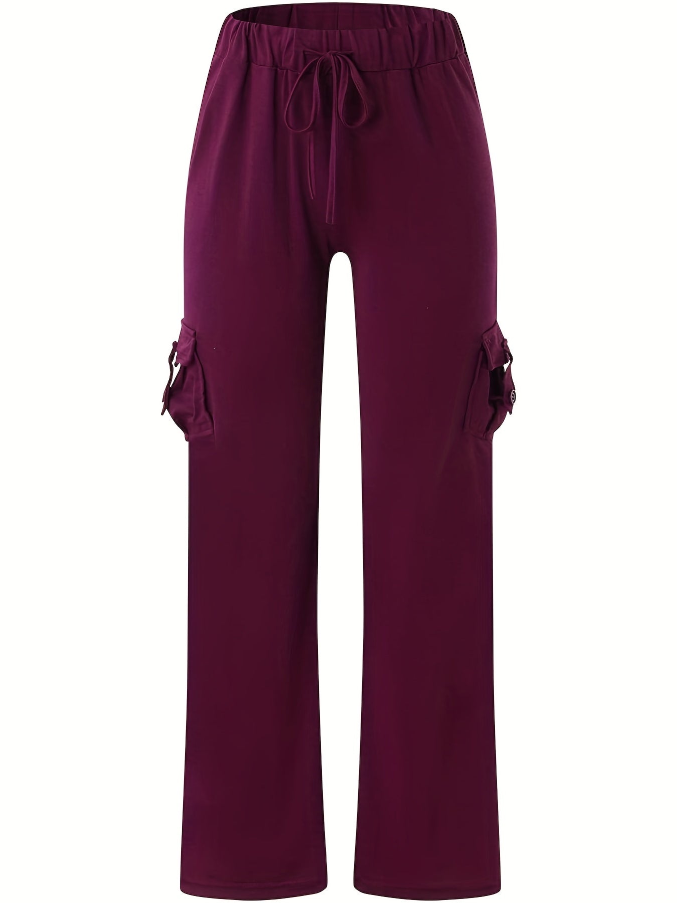Drawstring Solid Wide Leg Pants Casual Long Length Pant