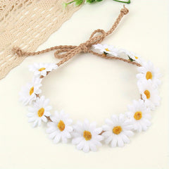 Floral Crown Headband for Girls Retro Adjustable Flower Crown Garland Headpiece