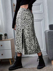 Leopard Print Split Skirt for Women