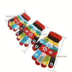 Kids Snowflakes Five Fingers Plus Velvet Gloves