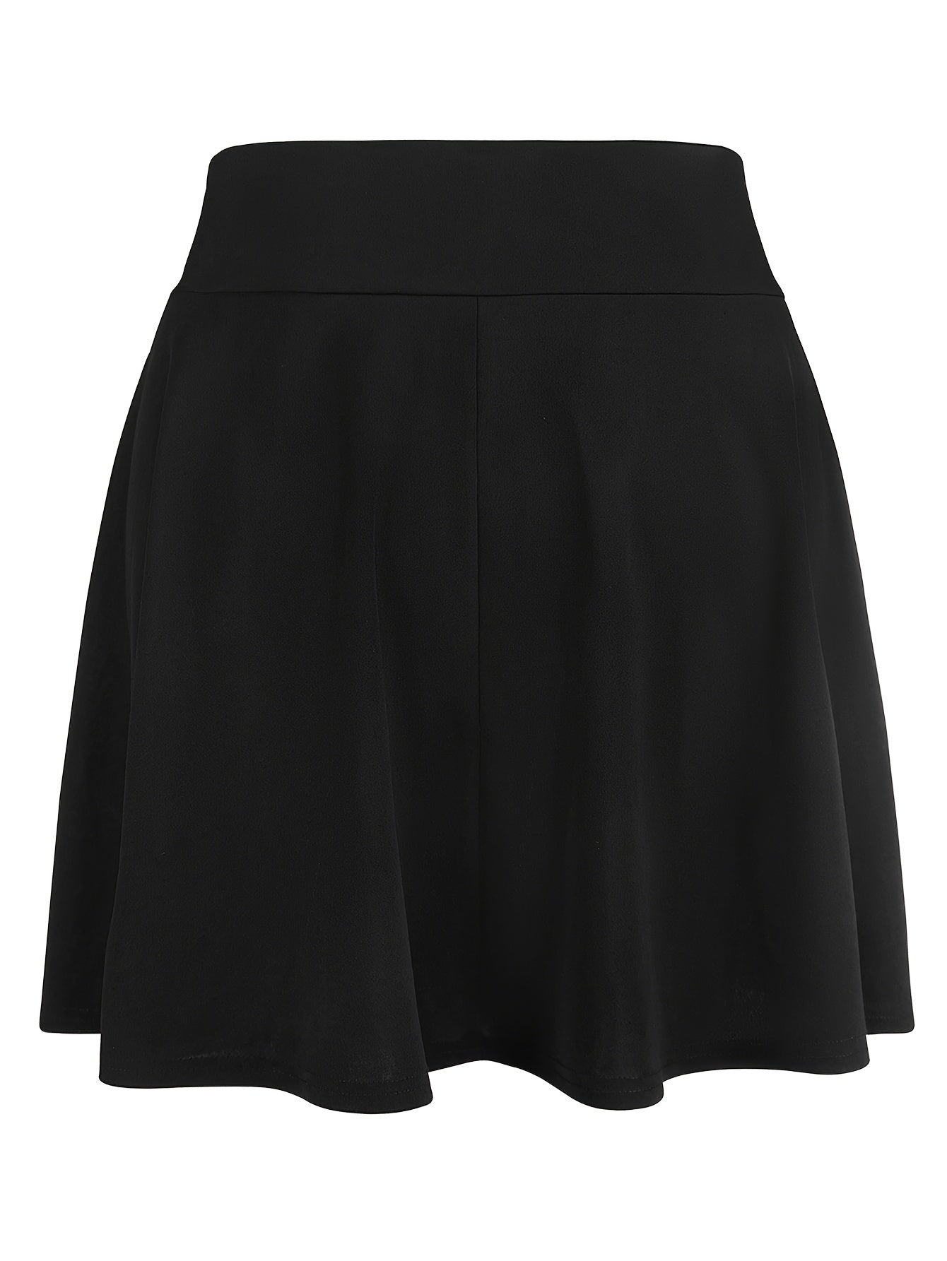 Solid Wideband Waist High Rise A line Mini Skirt