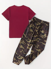 Boy's Camo T Shirt & Sport Shorts Set - Summer Kids Outfit
