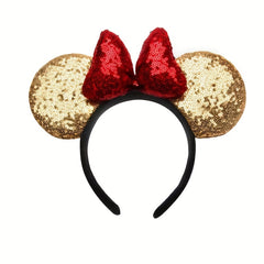 Cartoon Sequin Bow Mouse Ear Headband for Girls