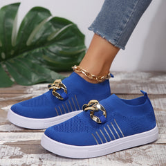 Breathable Mesh Sneakers with Chain Decor for Women