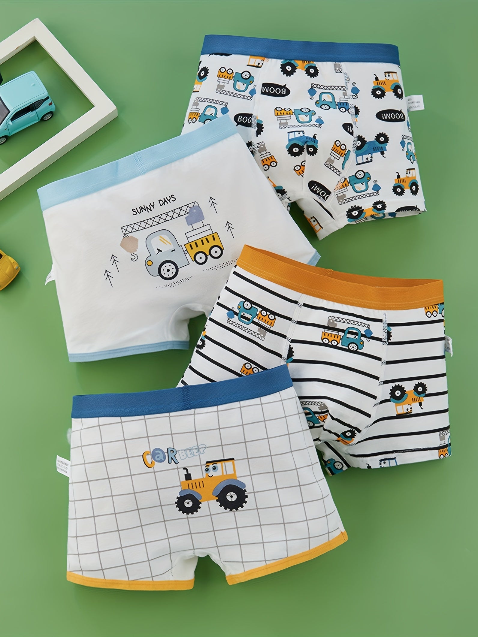 4pcs Boys Boxer Briefs Cartoon Car Children's Underwear Cotton
