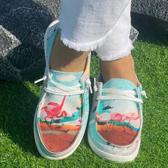 Thousand Crane Pattern Flat Shoes Women's Shallow Mouth Casual Shoes