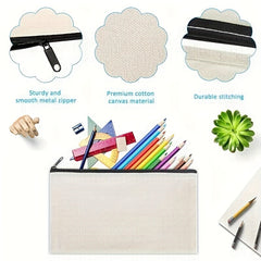 10pcs DIY Blank Canvas Bag Makeup Bag Zipper Pouch Travel Storage Gift