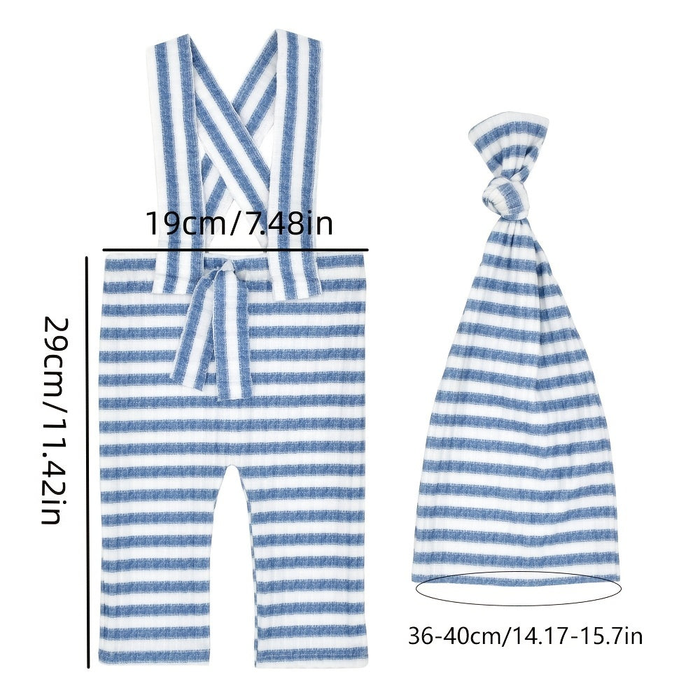Baby Stripe Romper & Hat Set for Newborn Photography Props