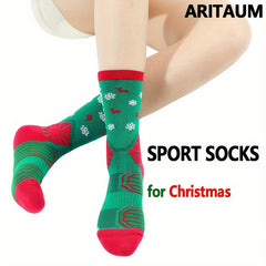 ARITAUM Christmas Socks Men Women Athletic Crew Arch Compression Socks