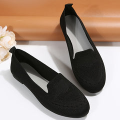 Women's Breathable Knitted Slip On Flats Lightweight Walking Shoes