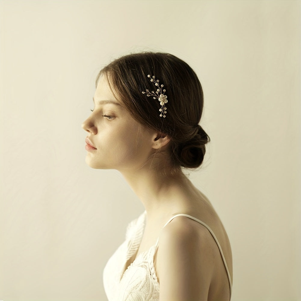Faux Pearl Alloy Hairpin U shaped Hair Pin Head Jewelry Bridal Hair Accessories