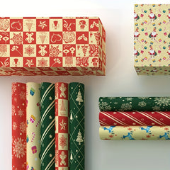 5pcs Christmas Gift Wrapping Paper, Santa Reindeer Snowman Pattern