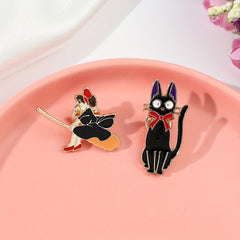 Enamel Magic Girl Cat Brooch for Boys