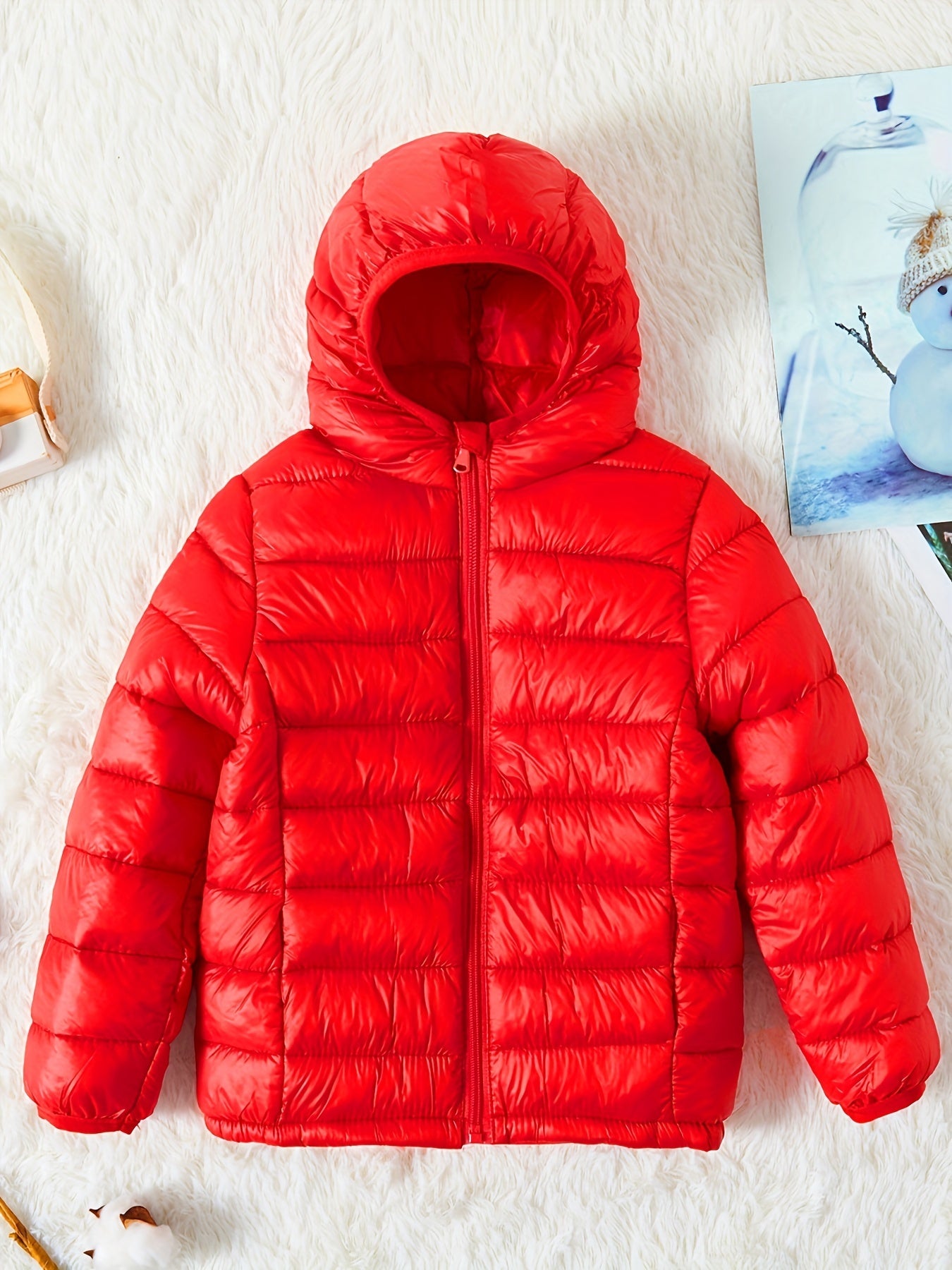 Boys Winter Fleece Hooded Coat Cotton Padded Light Warm Jacket Outerwear