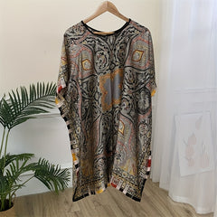 Satin Pullover Shawl Large Thin Windproof Sunscreen Wrap for Women