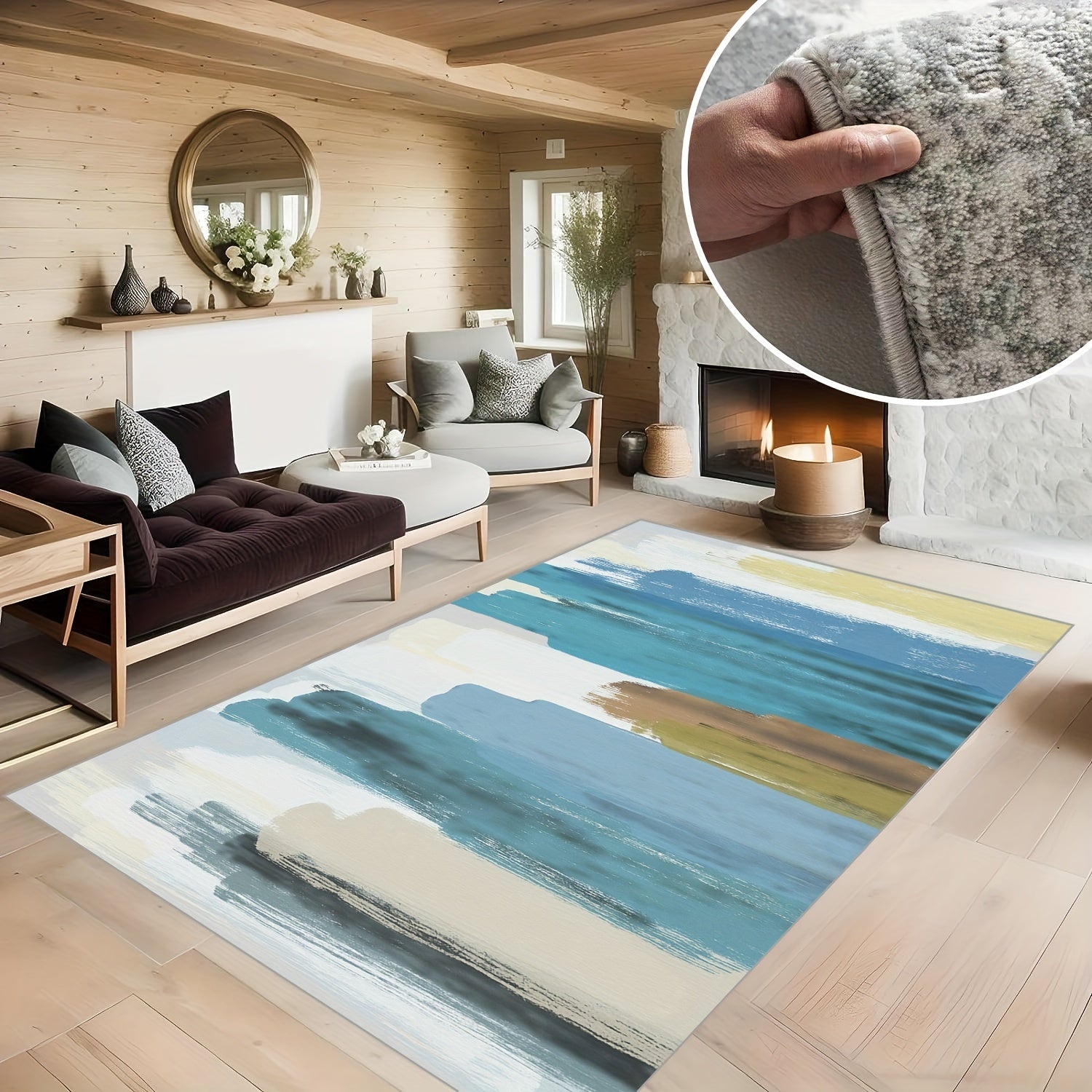 Modren Living Room Area Rugs Soft Plush Geometric Floor Carpet Floor Mat