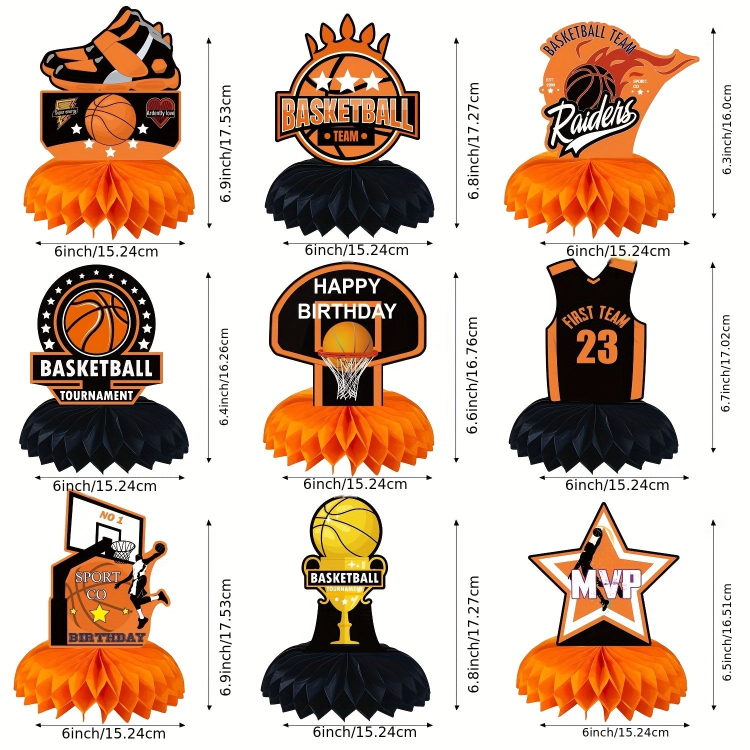 9 Piece Basketball Birthday Party Centerpiece