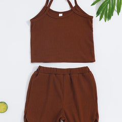 Toddler Girls Ribbed Tank Top Matching Shorts Baby Kids Clothes