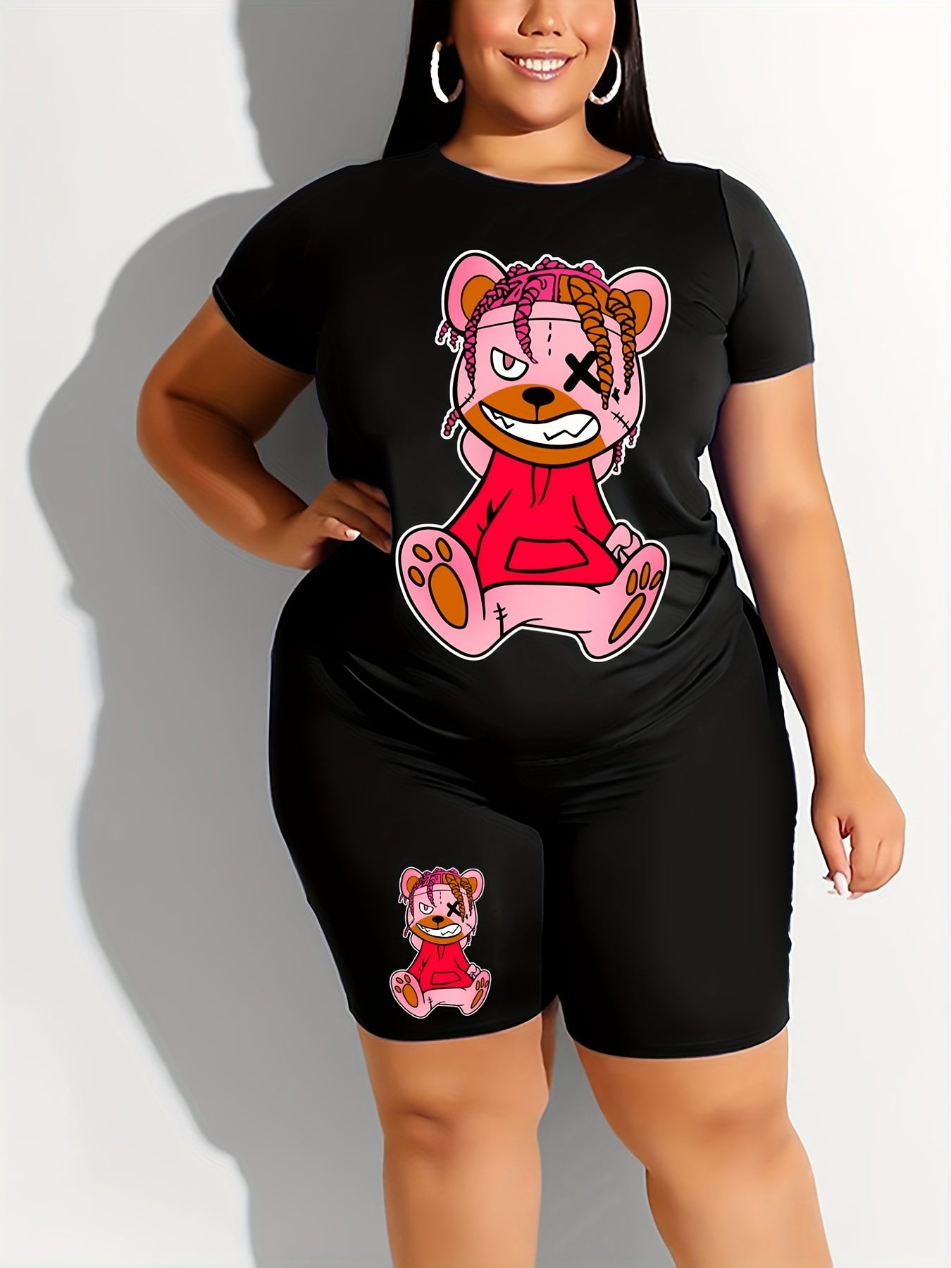 Cartoon Bear Print 2 Piece Set