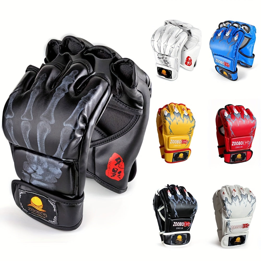 Half Finger Boxing Training Gloves with Adjustable Wrist Strap Unisex Gloves