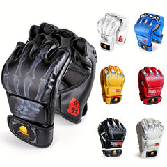 Half Finger Boxing Training Gloves with Adjustable Wrist Strap Unisex Gloves